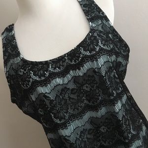 Studio Y by Maurices lace overlay tank blue black